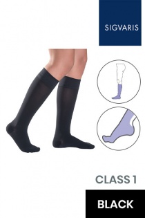 Sigvaris Style Semitransparent Class 1 Knee High Black Compression Stockings